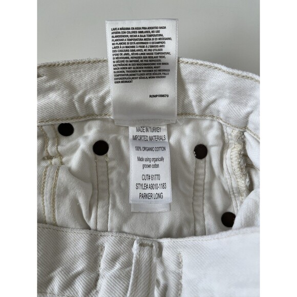 AGOLDE Parker Long Jean Shorts 25 Raw Hem White Denim Organic Cotton Button Fly - Picture 7 of 10
